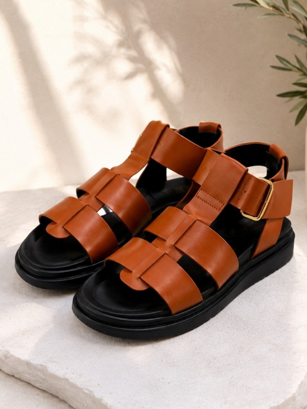 ASOS DESIGN Tan Fisherman Platform